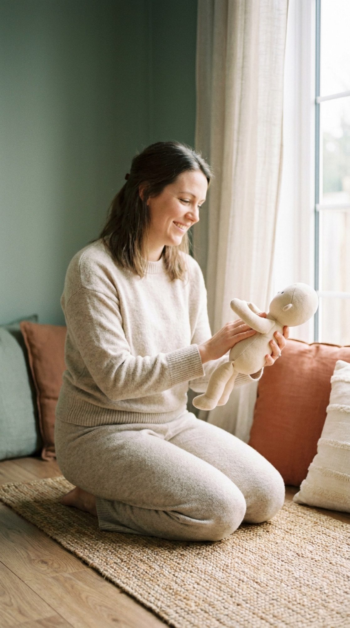 Baby massage instructor demonstrating a gentle massage technique